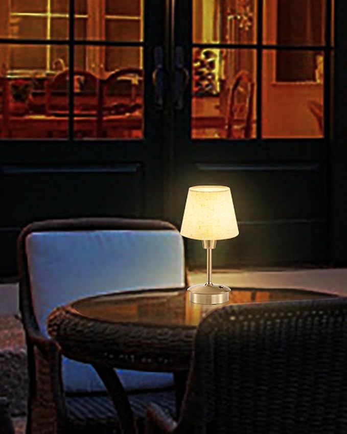Small Cordless Table Lamp for Restaurant Dining Table, 5200mAh Rechargeable Battery Operated Lamps, Portable Dimmable Touch Light Warm Ambient Lighting for Bedroom Living Room Kitchen Entryway Outdoor