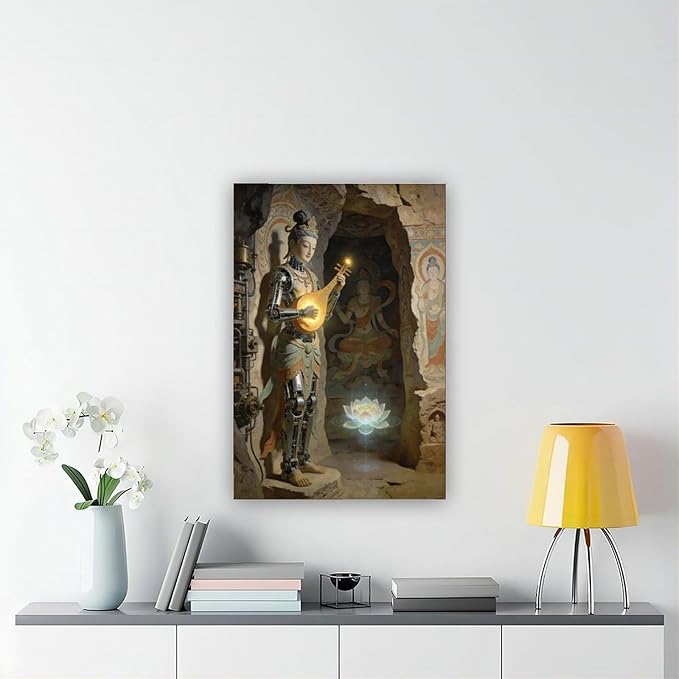 Framed Steampunk Mechanical Fairy Wall Art - Cultural Retro-Futuristic Poster for Home Office Bedroom Decor 16x24inch(40x60cm)
