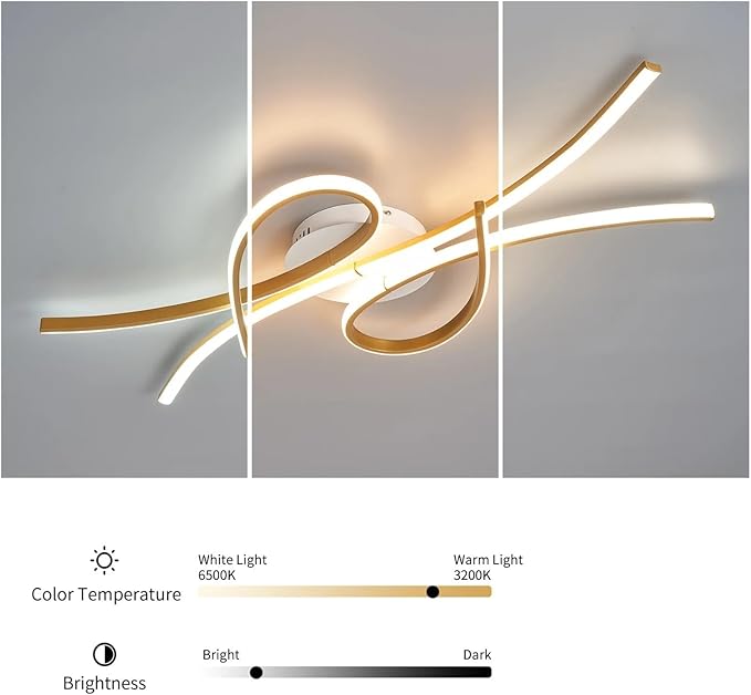 Smart Home Led Pendent Light Living Room Bedroom Study Room Hanging Light Black/Gold Art Decoration Chandelier, Kitchen