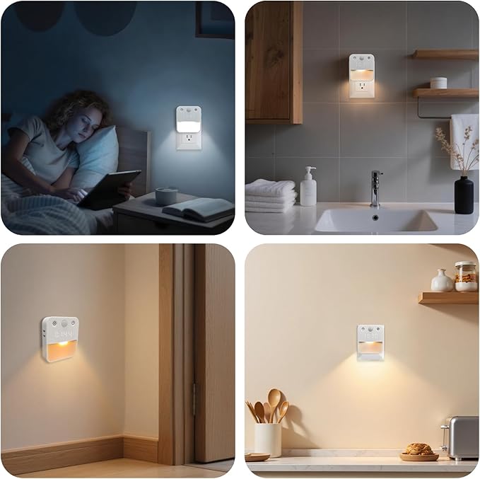 SX.man&sog Motion Sensor Light Indoor,3 Colors Temp Adjustable Motion Light Indoor with Time Display Ideal Night Lights for Bedroom,Kitchen or Bathroom (1 Pack)