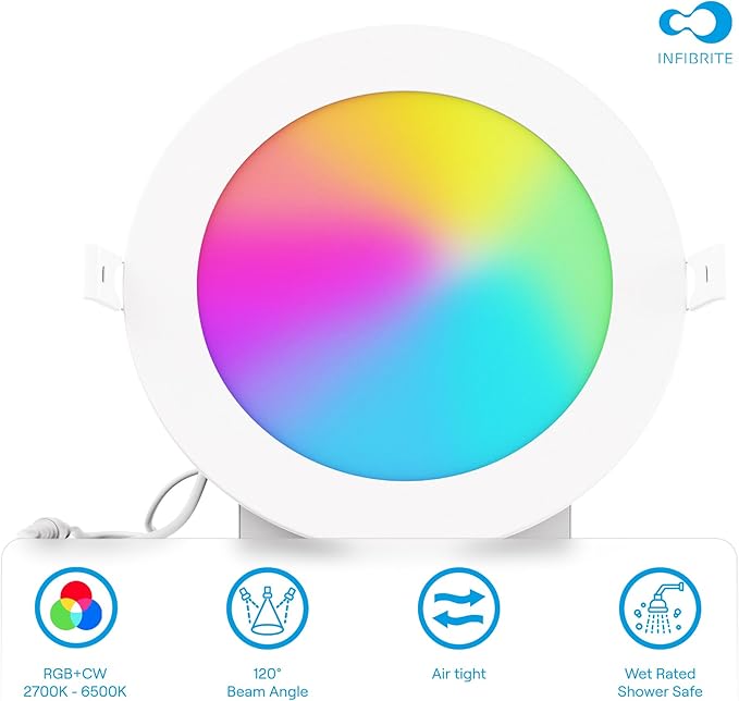 INFIBRITE 6 Inch WiFi Smart 12W 1100LM LED Recessed Ceiling Light, Dimmable, Alexa/Google, Wet Rated