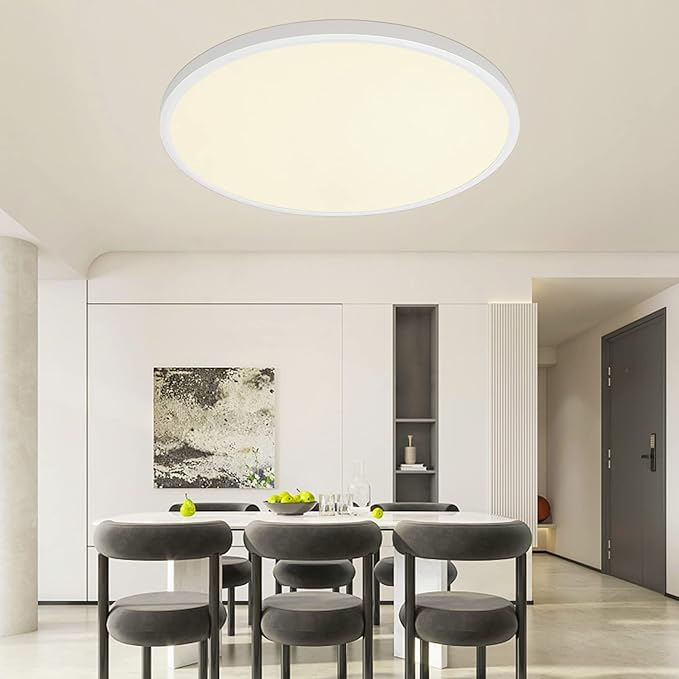 20 Inch Large LED Flush Mount Ceiling Light Fixtures - 48W Dimmable Kitchen Ceiling Light with Remote, 4800lm, 3000K/4500K/6000K Adjustable LED Ceiling Lamp for Bedroom, White