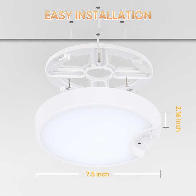 Rechargeable Motion Sensor Ceiling Light: Indoor LED Wireless Ceiling Light with Remote - Cordless Motion Activated Ceiling Lamp with Timer for Closet Hallway Bedroom (Rechargeable)