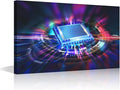 TUMOVO 1 Panel Canvas Painting House Decoration Circuit Board Wall Art CPU Concept Home Decor for Living Room Bedroom Glowing CPU Poster Pictures Modern Office Wall Décor (36x24in)