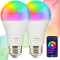 Homevenus HVS Smart Light Bulbs, 9W Equivalent 60W A19 E26 RGBW Color Changing LED Light Bulbs, Music Sync App 2.4GHz WiFi Dimmable Tunable White Work with Alexa Google Assistant, 2 Pack