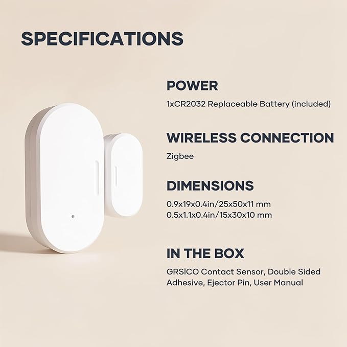 4 Pack Zigbee Door Sensor, Mini Smart Contact Sensors for Doors, Home Automation, Compatible with SmartThings, Alexa, Home Assistant, Hubitat, Aeotec and Homey (Zigbee Hub Required)