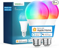 VOCOlinc Smart Light Bulb Works with Apple Homekit, Alexa, Google Home, Full Color Changing WiFi LED Bulbs, 850 Lumens Dimmable Multicolor 2200K-7000K, A21, 9.5W, 2 Pack