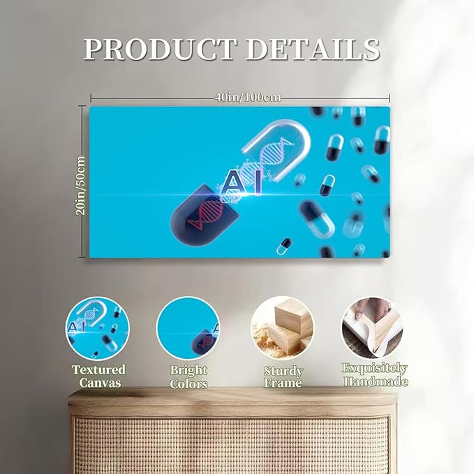 Wibinuki Wall Art Wall Decor Wall Paintings Capsule abstract DNA. AI research, AI - Artificial Intelligence. for Living Room Bedroom Bathroom Home Decor Can Be Hung Directly 20"x 40"