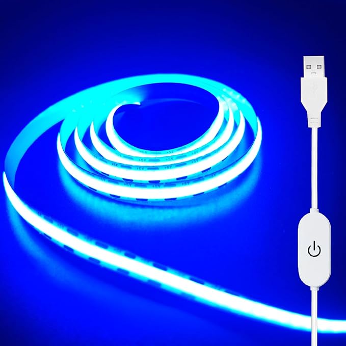 5V USB LED Light Strip, COB LED Strip Lights, Ice Blue 5V LED Lights, Small LED Strip Light, TV Lights for TV Under Cabinet Kitchen Living Room Shelving or Displays (Ice Blue, 3.28ft)