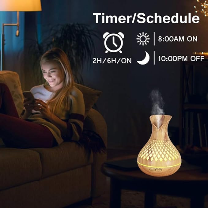 Smart WiFi Essential Oil Diffuser, 500ml Aromatherapy Diffuser Humidifier for Large Room, Works with App & Alexa Google Home Voice Control, 7 LED, Create Schedules and 4 Timer, Auto Off, Light Wood