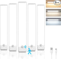5-Pack Motion Sensor Under Cabinet Light, 3 Color Temperature Dimmable Rechargeable Magnetic Closet Light 7.9 inch Wireless Under Counter Light