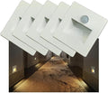 Motion Sensor Stair Lights 3W 3000K Recessed LED Step Light Indoor Stair Step Wall Lamp Staircase Bedroom Decoration 5Pcs White