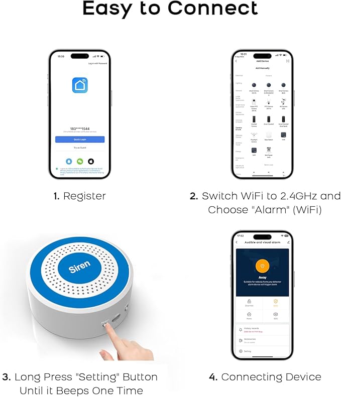 PGST Wireless Home Alarm System,Smart Home Security System with Instant Tuya App Alerts,DIY Door Alarms Kits Siren Hub with Door/Motion Sensors,Remote,Work with Alexa/Google Assistant for Apartment
