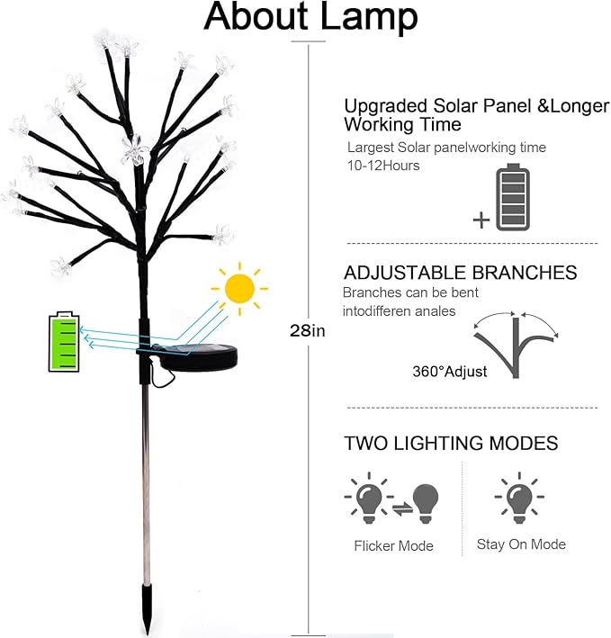 Solar Garden Lights Outdoor,Solar Lights Outdoor Decorative Waterproof for Outside 6Pack, 120Led Solar Flowers Garden Decor, Yard Pathway,Patio Fairy Decorations,Gardening Gifts for Women Mom