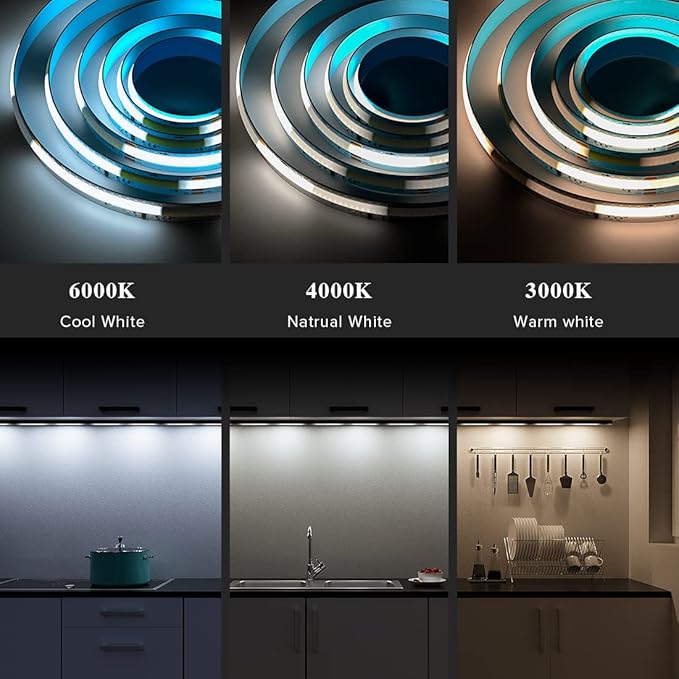 BTF-LIGHTING FCOB COB LED Strip Addressable WS2811 IC 4000K Natural White Flexible High Density Uniform Chasing White Light 16.4FT DC24V CRI 90+ 360LED/m for Indoor Decor(No Adapter or Controller)