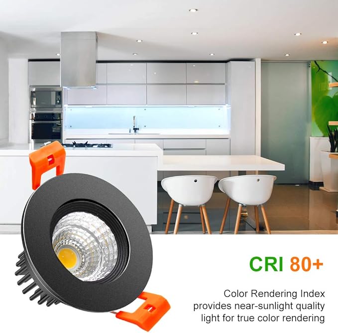 LightingWill 2inch LED Dimmable Downlight, 3W COB Recessed Ceiling Light, Daylight White 5500K-6000K, CRI80, 25W Halogen Bulbs Equivalent, Black (10 Pack)