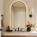 36" x 24" Arched LED Bathroom Mirror, Black Framed, Backlit Vanity Mirror with Lights, Wall Mounted Lighted Mirror, Dimmable 3-Color Shatter-Proof Arch Smart Mirror, UL-Listed, CRI≥93