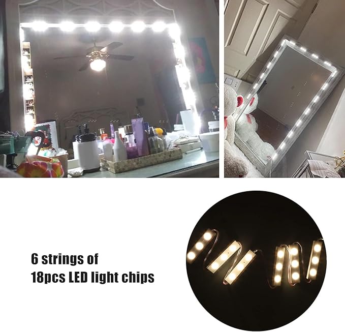Dioche Vanity Mirror Lights, String Light Bars Ultra Bright White LED, Adjustable Brightness, USB Plug in, Makeup Vanity Table & Bathroom (2 Strings)