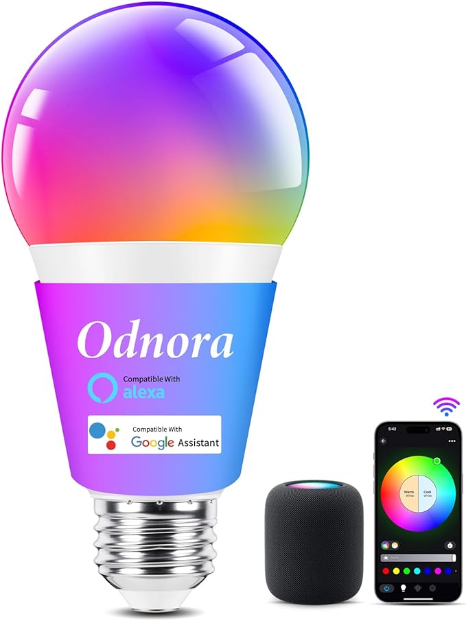 LED Smart Light Bulbs, Color Changing Light Bulb 9W, Compatible with Alexa & Google Assistant, 2.4GHz Bluetooth WiFi Light Bulbs, 16 Million Colors RGBTW A19 60W Equivalent Bulb, 800LM, 1 Pack