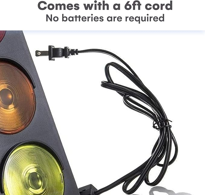 Kicko Traffic Light Prop, 12.25 inch - Simulates Traffic Stop Light - Novelty Traffic Light Lamp - Plug-in Blinking Bedside Lamp - Race Decorations Traffic Signs - Red Light Green Light Game for Kids