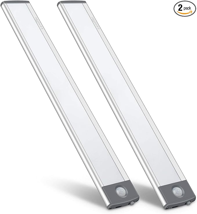 LED Motion Sensor Light,Under Counter Lighting, Wireless USB Rechargeable Kitchen Night Lights,Battery Powered Operated Light,54-LED Light for Wardrobe,Closets,Cabinet,Cupboard, 2 Count (Pack of 1)