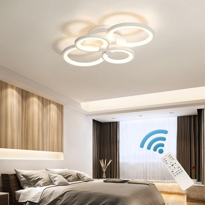 Ganeed Dimmable Modern Ceiling Light,Metal Acrylic LED Flush Mount Ceiling Light Fixtures,56W LED Chandelier Light Fixture for Living Room Kitchen Bedroom Dinner Room,3000-6500K