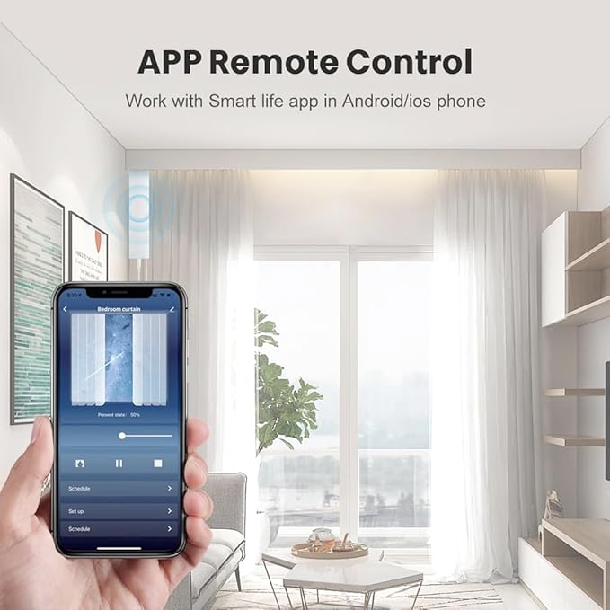 Smart Curtains System, Auto Curtain Opener with Remote, Control by APP WiFi Motorized Curtain Motor Track, Electric Curtain Compatible with Alexa Google Home (Track length 2 meters (78.75 inches))
