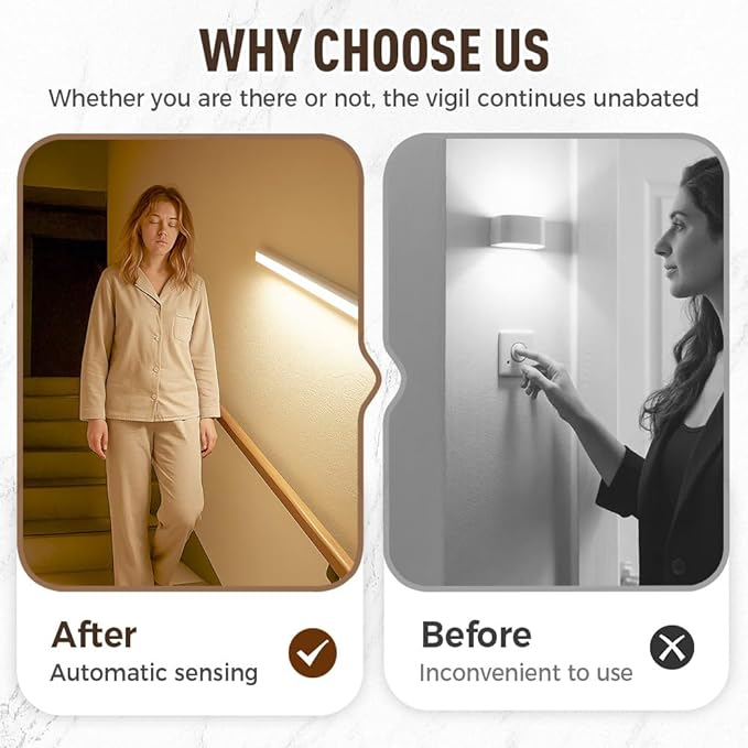 Punch-Free Smart Sensor Magnetic Rechargeable LED Lights, 2026 Upgraded Lntelligent Motion Sensor Light Strip, 3 Colors-Dimmable, Under Cabinet Lighting Wireless (2, Warm Light, 30cm/11.8in)