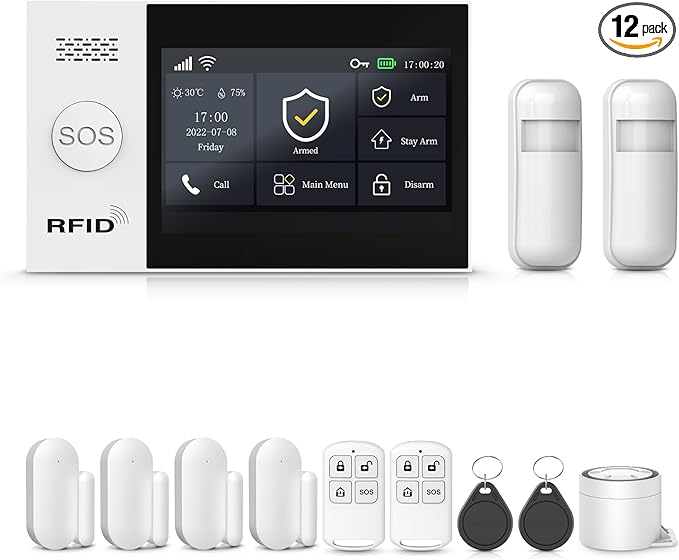 PGST Wireless Home Alarm System,Smart Home Security Systems with 4G SMS/Tuya App Instant Alerts,Motion Detector,Door Alarm Sensors,Remote for Villa,Apartment,Kids Safety,No Monthly Fee