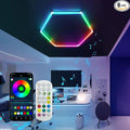 RGB Hexagon LED Lights, 356 Colors Mode w/Music Sync LED Garage Lights, Smart App & Remote Control, DIY Honeycomb Ceiling Light for Studio Gym Basement Decor (RGB 1 Hexagon)