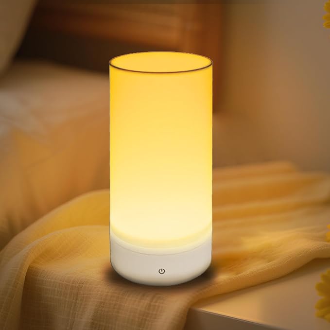 Colorful Life Rechargeable Night Light for Kids & Adults – Touch Sensor Bedside Lamp, Soft RGB & White Light, USB Charging, Dimmable Ambient Light for Bedroom, Hallway (White+Colorful, USB Charging)