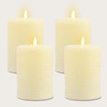 LumiPur Signature Collection Natural Glow Flickering Flameless 4 Pack LED Wax Pillar Candle (4 Pack 3.5" x 5", Linen White)