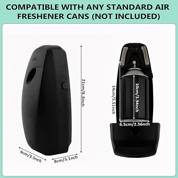 Automatic Air Freshener Dispenser – Wall Mounted Time Mist Spray for Home, Bathroom & Office – Battery Operated Scent Sprayer Compatible with Commercial Air Fresheners(Black)