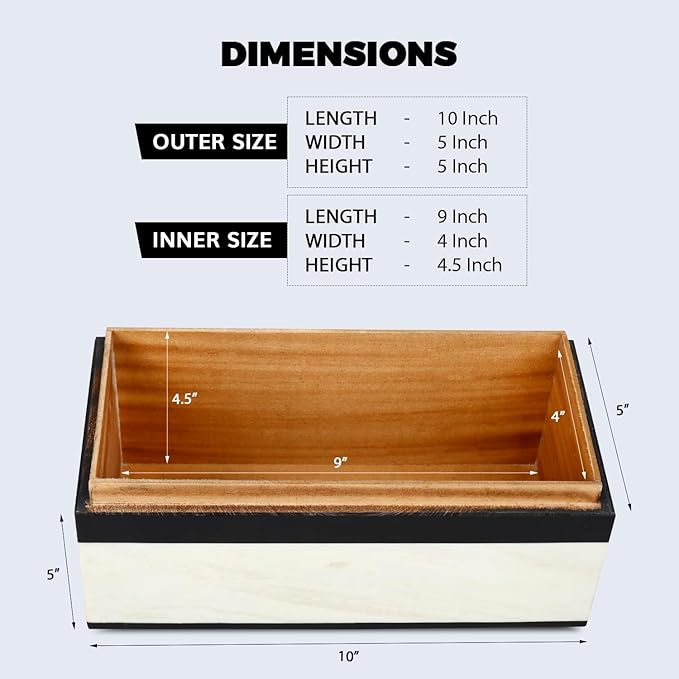 Handicrafts Home Large Decorative Storage Box with Lid – Black White Modern Jewelry Box, Keepsake Storage Box for Coffee Table, Bedroom, Shelf & Home Decor – Mono Court 10 x 5 x 5