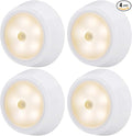 BIGLIGHT Battery Operated Motion Sensor Closet Lights, Wireless Puck Lights, Push Light, Tap Light, Stick on LED Night Light for Under Cabinet Counter Stairs Shelf Safe Pantry, 3.15 Inches, 4 Pack