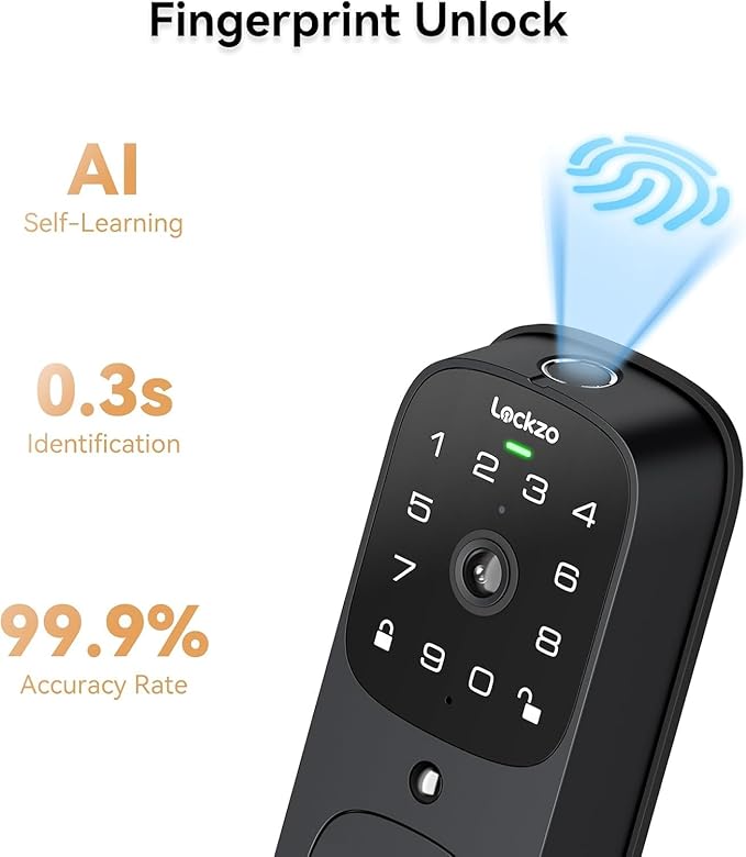 Video Smart Lock with Doorbell, 3 in 1 Keyless Entry Door Lock, Built-in WiFi Camera Deadbolt Lock for Front Door, Fingerprint, Keypad Code, App Control, Voice Control, Auto Lock, IP65, Video Calling