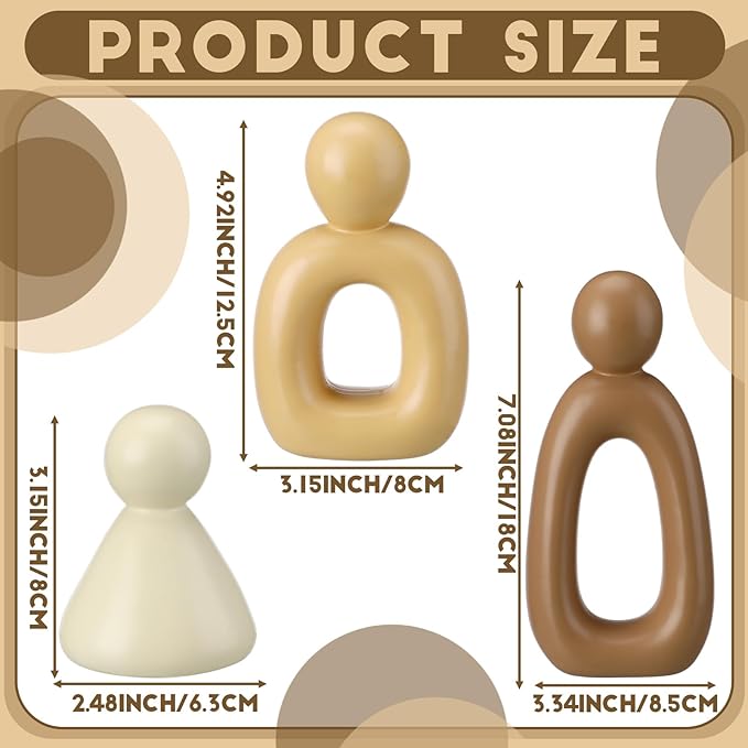 Youyole Abstract Family of 3 Figurines Sculpture Modern Home Decor Love Sculpture Home Decorative Accents Abstract Decorative Statue for Living Room Office Table Shelves Decorations (Warm Brown)