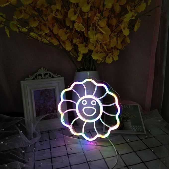 Smiling Face LED Neon Sign for Wall Decor USB Adjustable Brightness Living Room Bars Barbers Pub Wedding Party Salon Club Gatherings Gaming Room Man Cave Halloween Christmas Birthday Art Wall Decor
