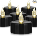 Hanzim Battery Operated LED Tea Lights: 12PACK Flameless Votive Candles Lamp Realistic and Bright Flickering Holiday Gift Long Lasting 200Hours for Seasonal & Festival Celebration Black