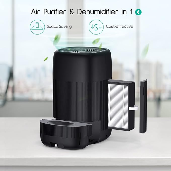 Afloia Air Purifier and Dehumidifier in 1, Air Purifier with Efficient Filter, Small Dehumidifier Combined with Air Cleaner, Remove Pet Odors Dust Smoke for Home, Bedroom, Bathroom