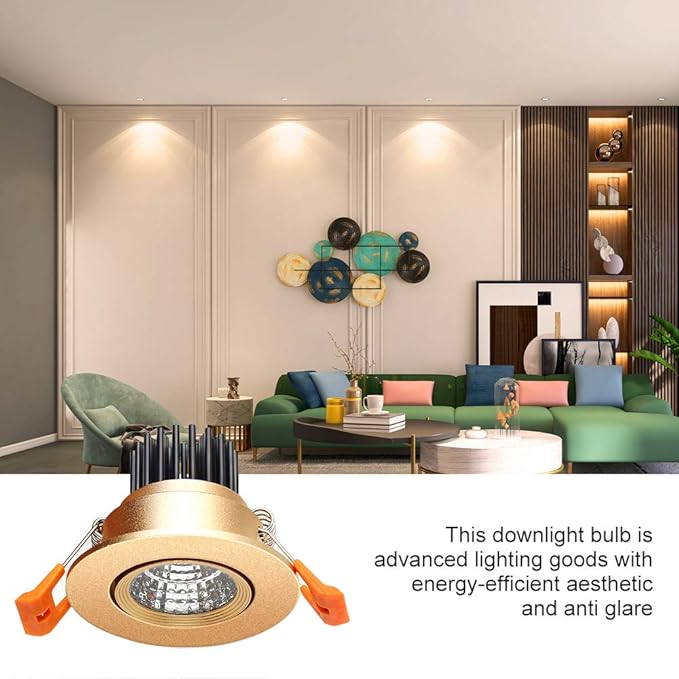 LightingWill 2inch LED Dimmable Downlight, 3W COB Recessed Ceiling Light, Warm White 3000K-3500K, CRI80, 25W Halogen Bulbs Equivalent, Gold (4Pack)