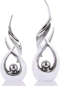 DOVDOV 2-Piece Abstract White and Silver Home Decor, Ceramic Abstract Sculptures, Modern Art Pieces, Suitable for Room Coffee Tables, Office Bookshelves, Dining Table Centers, entryway Decor.