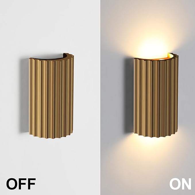 ZEROUNO Gold Resin Modern LED Wall sconces Hardwired Indoor Wall Lights Up and Down Wall Mount Wall Lamp Fixture for Living Room Bedroom Hallway Corridor Conservatory Stairs (with E12 Bulbs)
