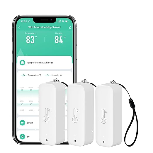 WiFi Hygrometer Thermometer Sensor: Wireless Smart Temperature Humidity Monitor with App Notification Alert, Data Storage Export, Calibration Function, Compatible with Alexa (White-3PCS)