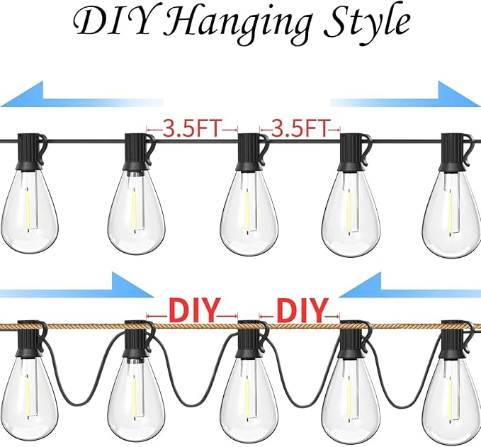 200FT Outdoor String Lights, Ultra Long Waterproof 60+2 Shatterproof Bulbs Led Outside Patio Lights for Porch Deck Garden Backyard Balcony Wedding Party Decor