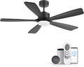 52 Inch Smart Ceiling Fans with Lights and remote,Eco-friendly wood ceiling fan Voice Control via WIFI Alexa App,Quiet DC Motor,Dimmable LED,Modern Ceiling Fan for Bedroom,Living Room,5 blade Fan