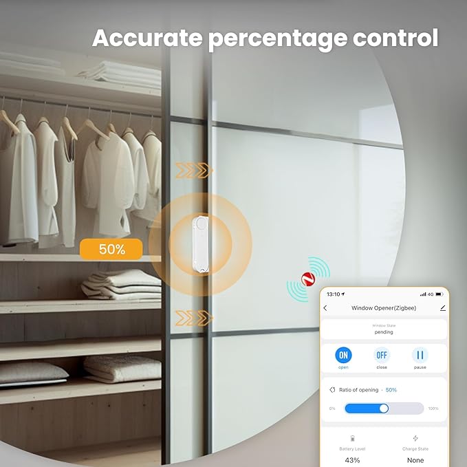 Window Opener ，Motor APP Remote Control Timing Quiet， Automatic Smart Window Pusher ，Solar Charging, no Tools Required for Installation