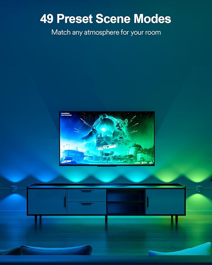 Lumary RGBAICW Smart Wall Sconces, Indoor WiFi Wall Lights for Room Decor, 9.2ft with 7 LEDs Color Changing DIY Light Fixture for Bedroom, Living Room, Party, Compatible with Alexa/Google Assistant