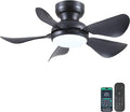 32 Inch Modern Ceiling Fans with Lights, Small Flush Mount Ceiling Fan with Light and Remote/APP Control, 5 Reversible 6 Speeds Curved Blades, 3 CCT Dimmable Lights for Bedroom, Black