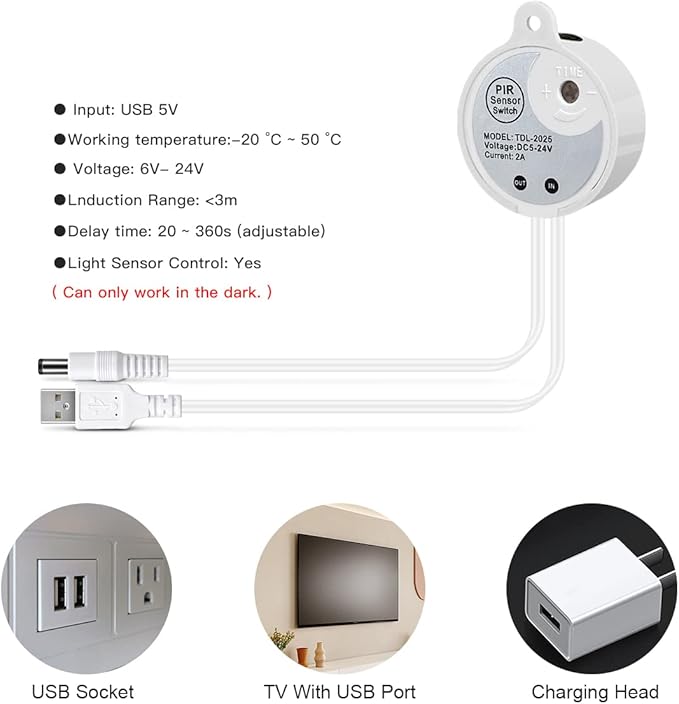 Motion Activated COB LED Strip,5 V USB Motion Sensor Neon LED Strip Lights,6.56FT/2M Waterproof 3500K LED Light Strip, DIY Flexible LED Night Light for Indoor Stairs,Corridor
